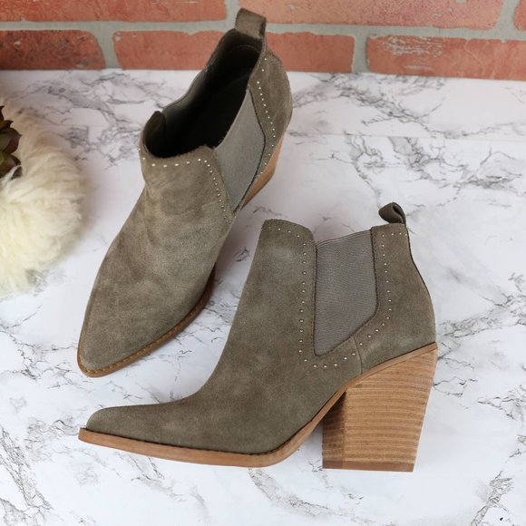 Marc Fisher Shoes - Marc Fisher Bellie Taupe Suede Pointy Booties 7